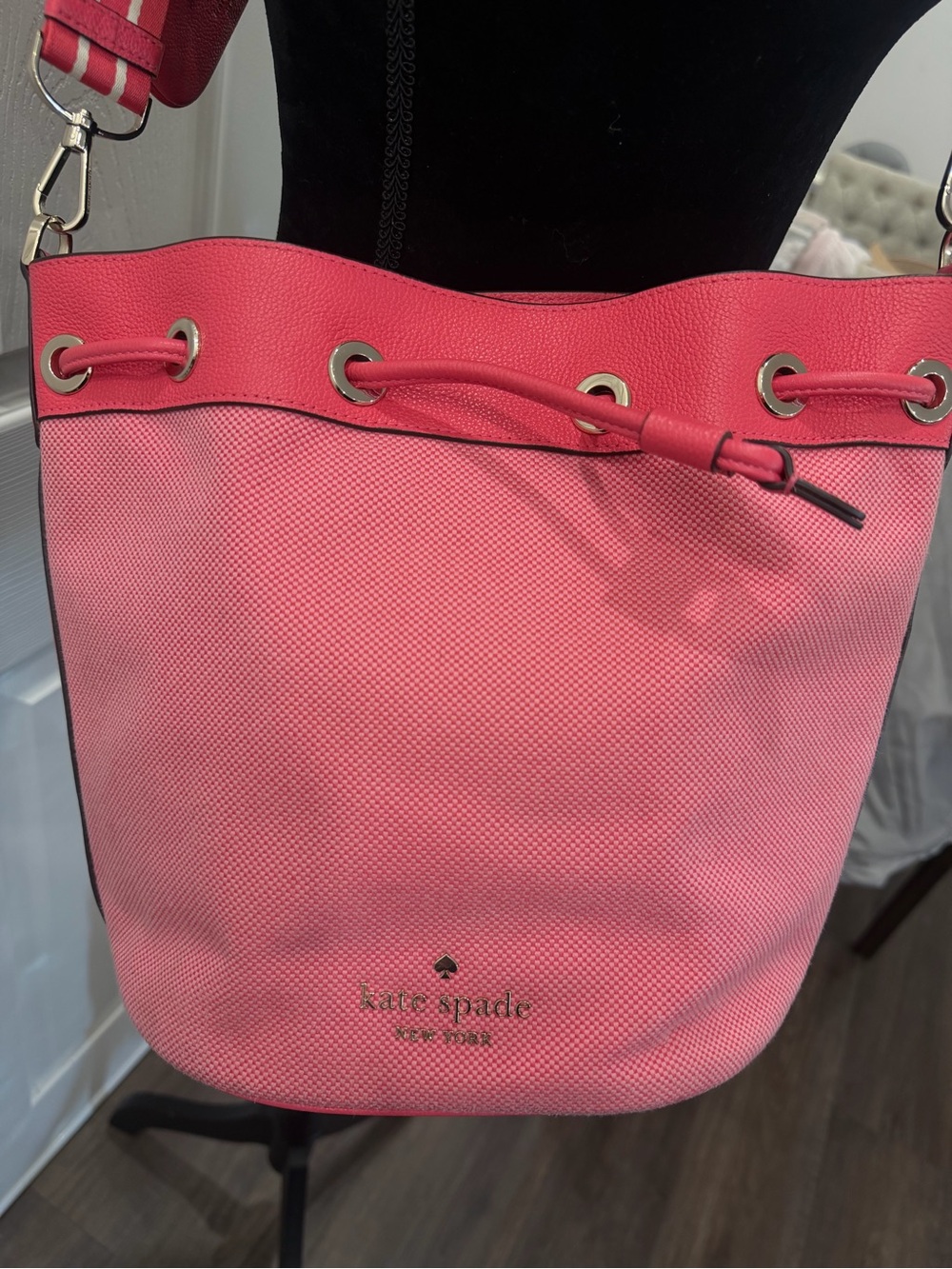 kate spade Hot Pink Drawstring Bucket Shoulder Bag